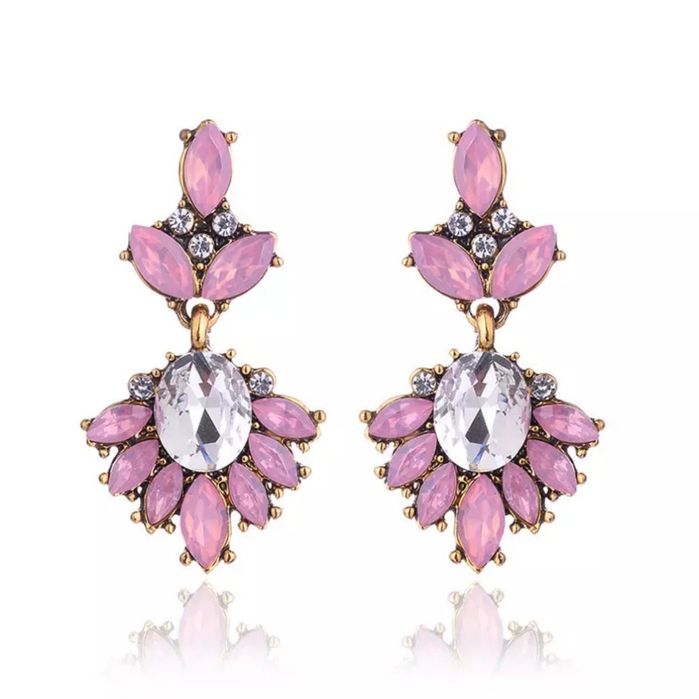 Antique style Golden Pink crystal bijoux Earrings - Picture 1 of 3